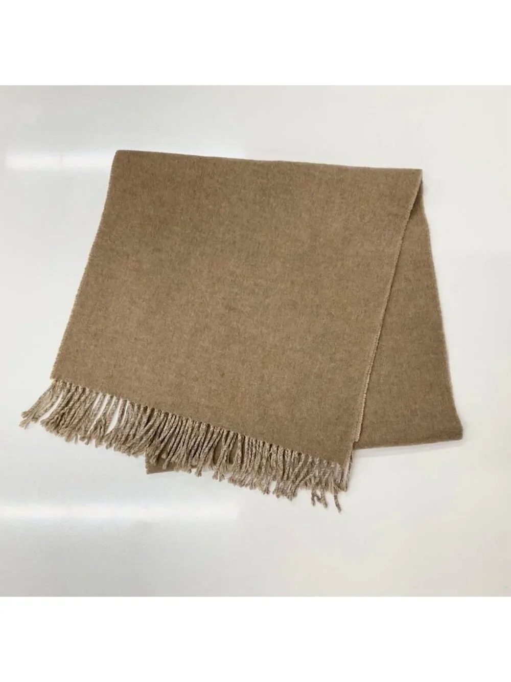 Hermes Recto Verso Cashmere Scarf Shawl Logo Brown Beige